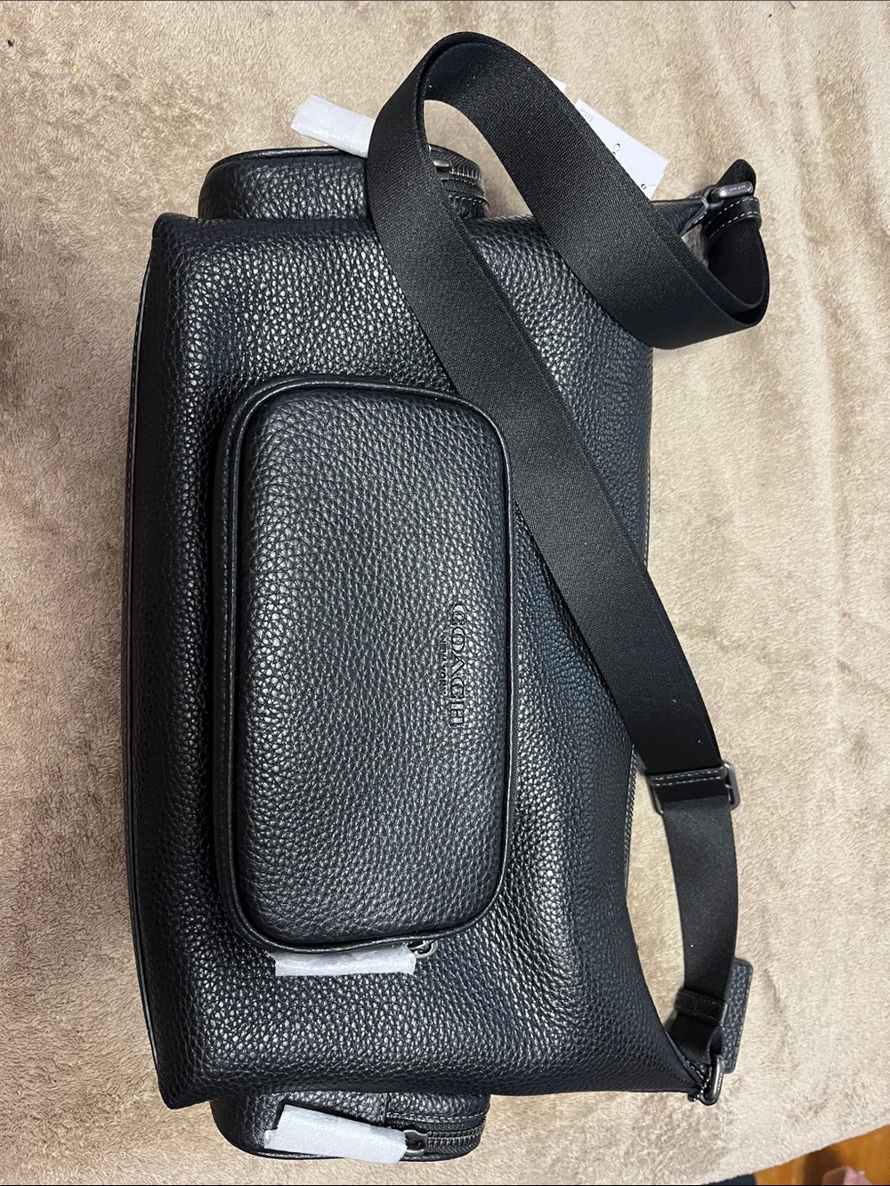 Coach Black Pebbled Leather Crossbody Belt Bag